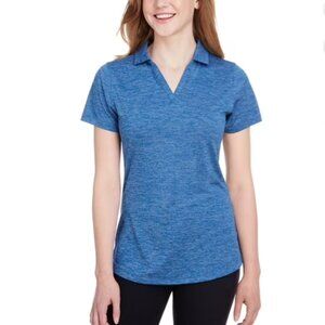 NWT Puma Shirt Golf Womens Icon Heather Polo Lapis Blue Short Sleeve Small Vneck